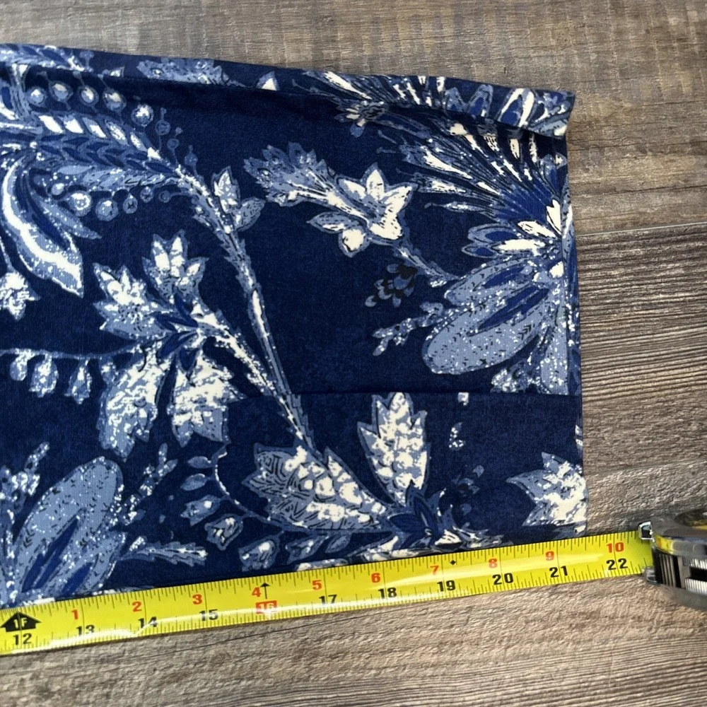 Lauren Ralph Lauren Women's 14‎ Crop Floral Pant Navy Cotton Stretch Pockets NEW - Picture 11 of 11